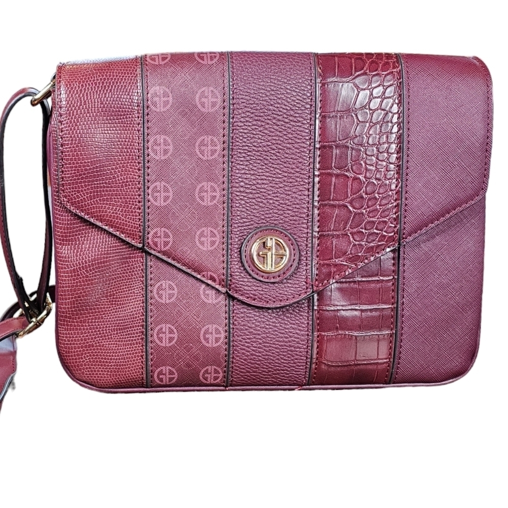 GIANA BERNINI Croc Embossed Colorblock Faux Leather Crossbody
